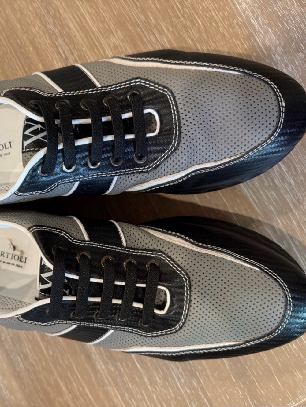 Italian hand made ARTIOLI Men's Gray and Black Casual Lace-Up Shoes ltd edition